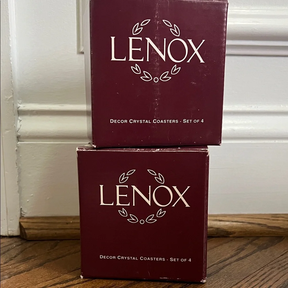 Lenox NWT Crystal Coasters Set of Eight Vintage Cut Glass Design Original Boxes